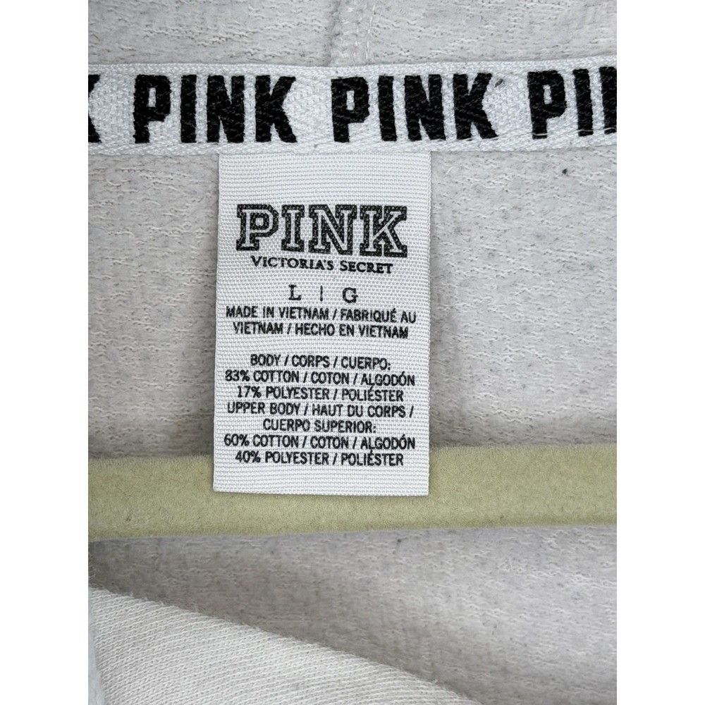 Y2k VS PINK Logo Black And White Pull Over Hoodie Woman's Size Large - Picture 2 of 11